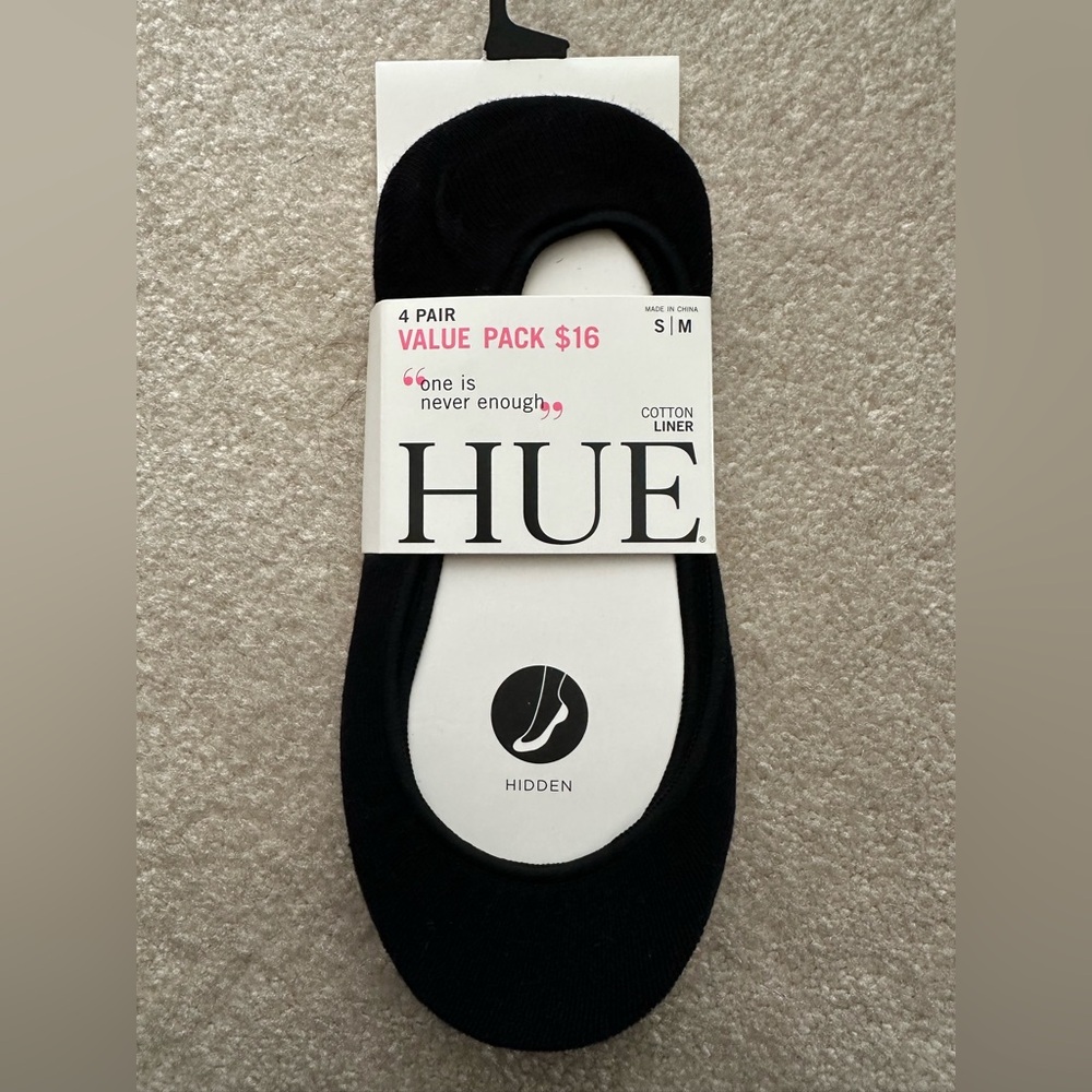 Hue women’s 4 Pair Hidden Cotton Liner, S/M, 2 Nude 2 Black